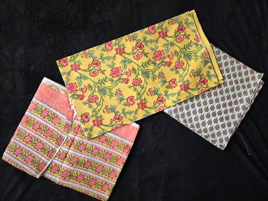 Mul Cotton Dress Materials with Delicate Floral Print - VSL Collections