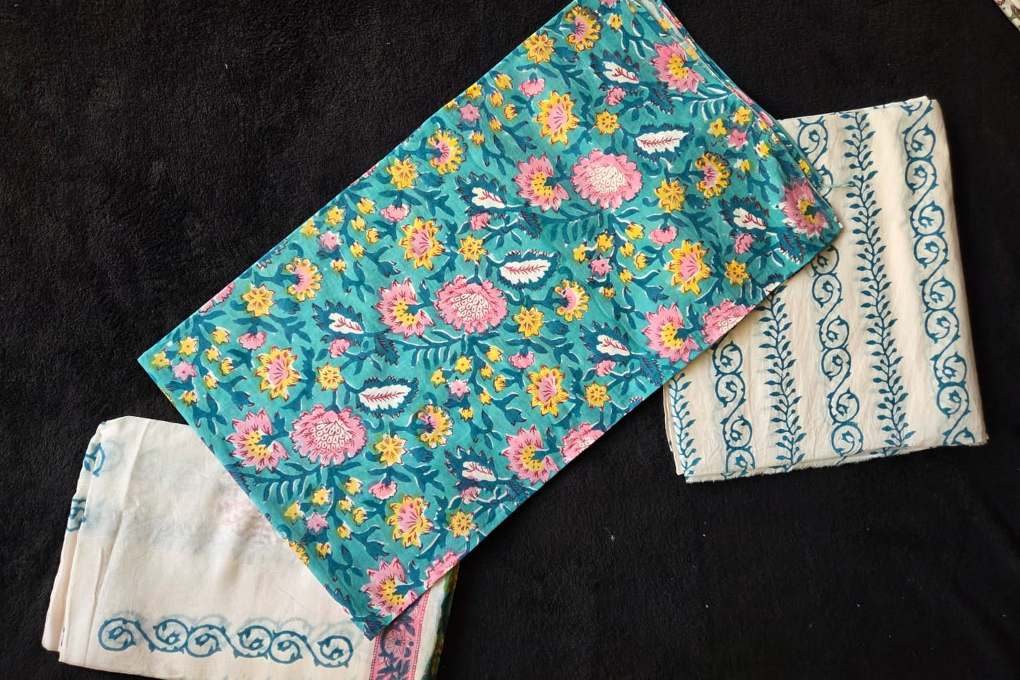 Mul Cotton Dress Materials with Delicate Floral Print - VSL Collections