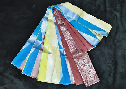 Multi - Color Semi Silk Saree with Zari Work - VSL Collections