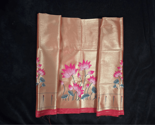 Paithani Blouse Pieces with Lotus Design - VSL Collections