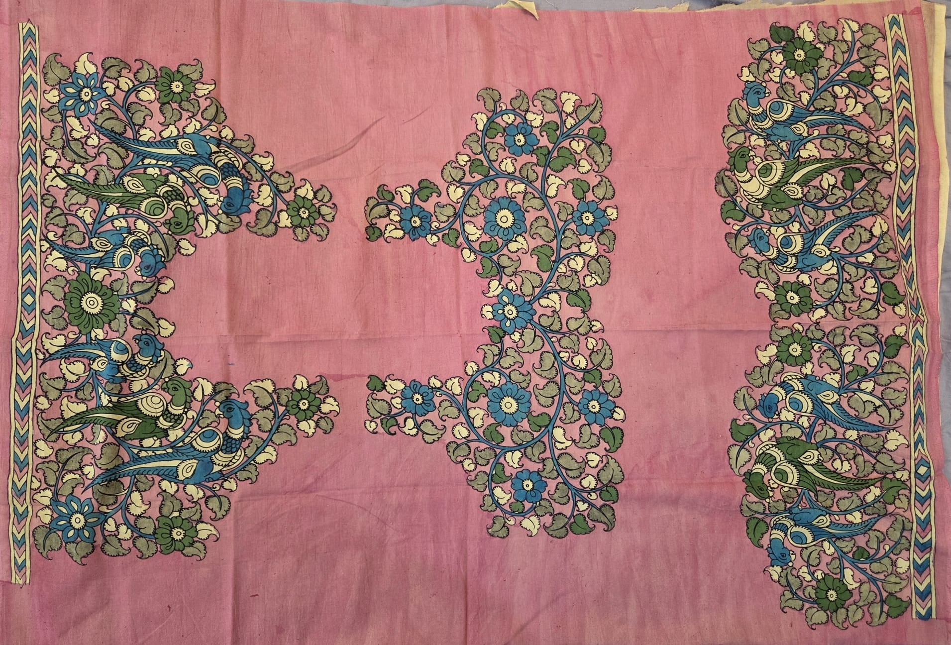 Pen Kalamkari Blouse Pieces - VSL Collections