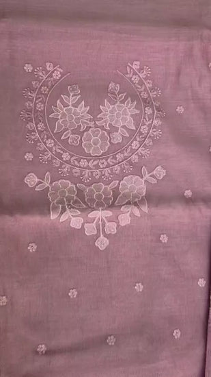 Pure Mul Cotton Dress Material with Floral Embroidery