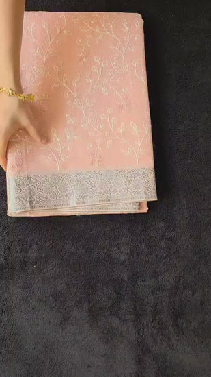 Kota Cotton Saree With Embroidery