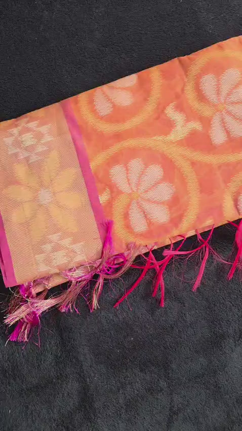 Semi Chanderi Pochampally Sico Saree