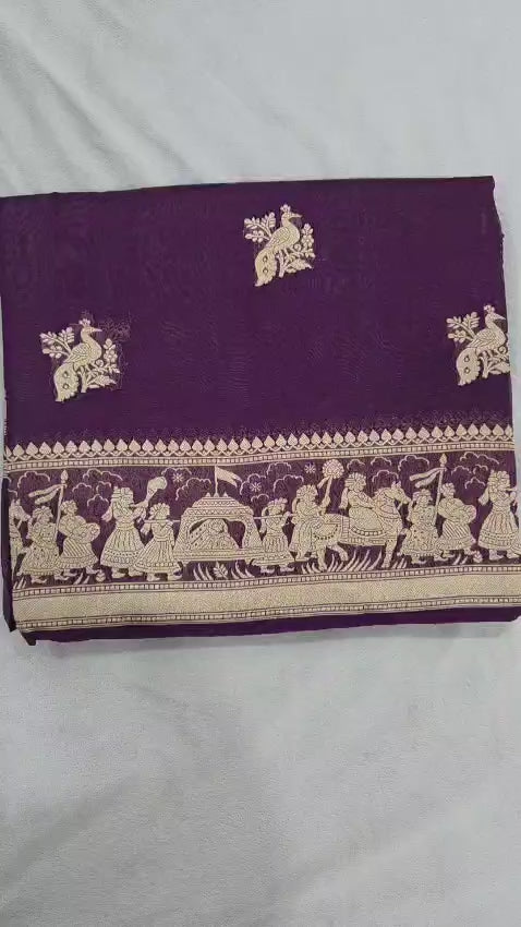 Purple Kora Silk Saree video