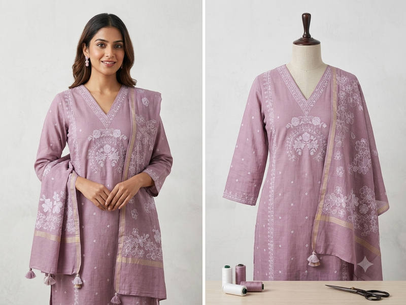 Pure Mul Cotton Dress Material with Floral Embroidery - Default Title