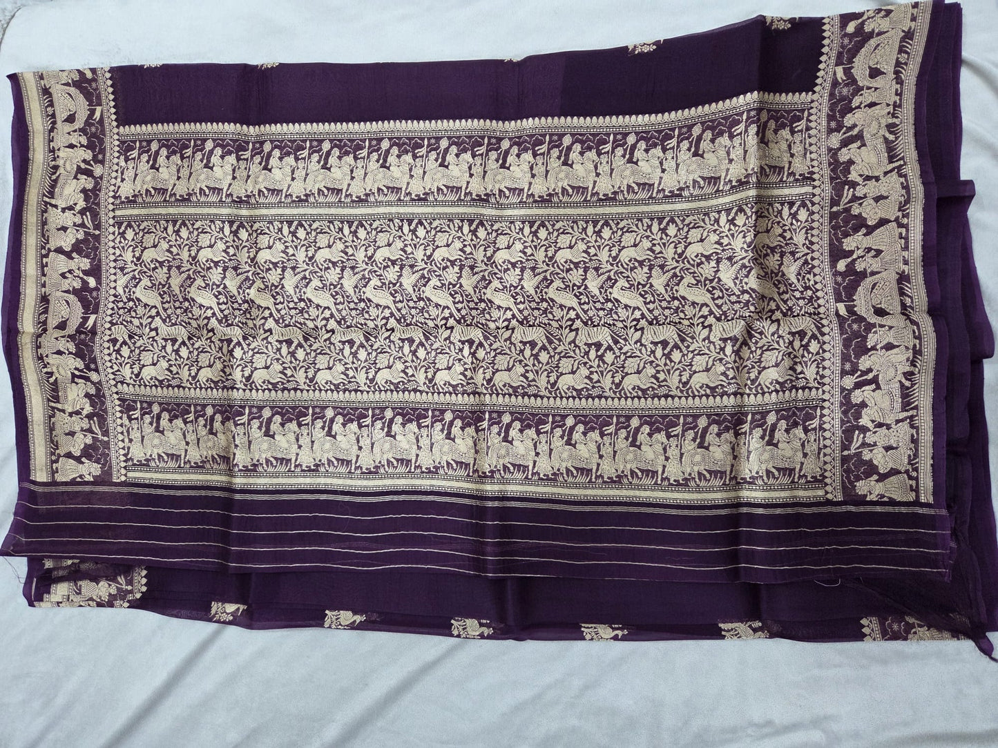 Purple Shikargah Kora Silk Saree - VSL Collections