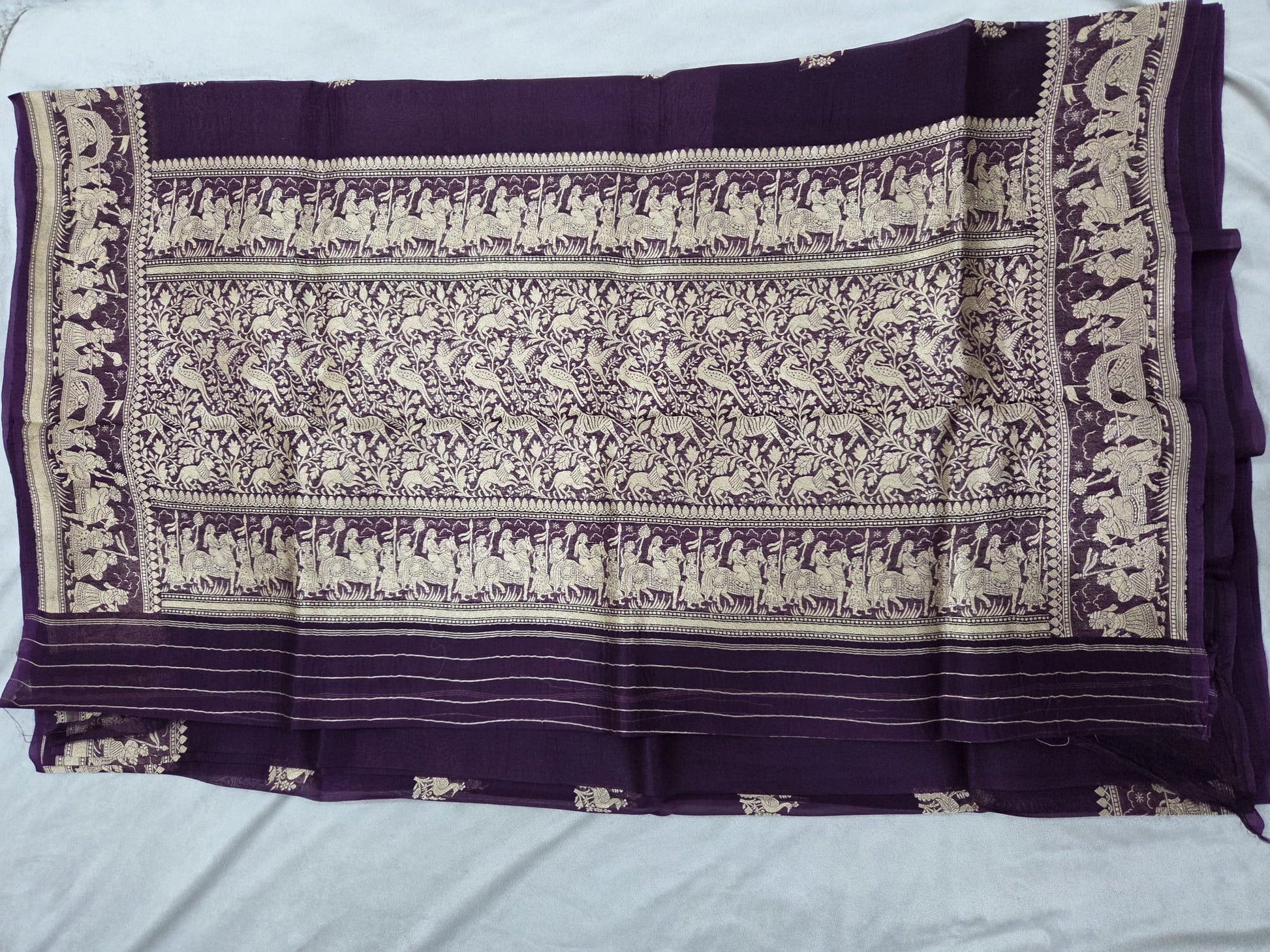 Purple Shikargah Kora Silk Saree - VSL Collections