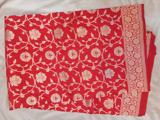 Red Banarasi Pure Katan Silk Saree - VSL Collections