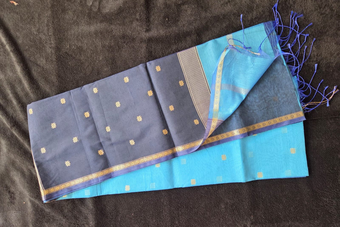 Semi Maheshwari Silk Linen Cotton Polyester Sarees - VSL Collections