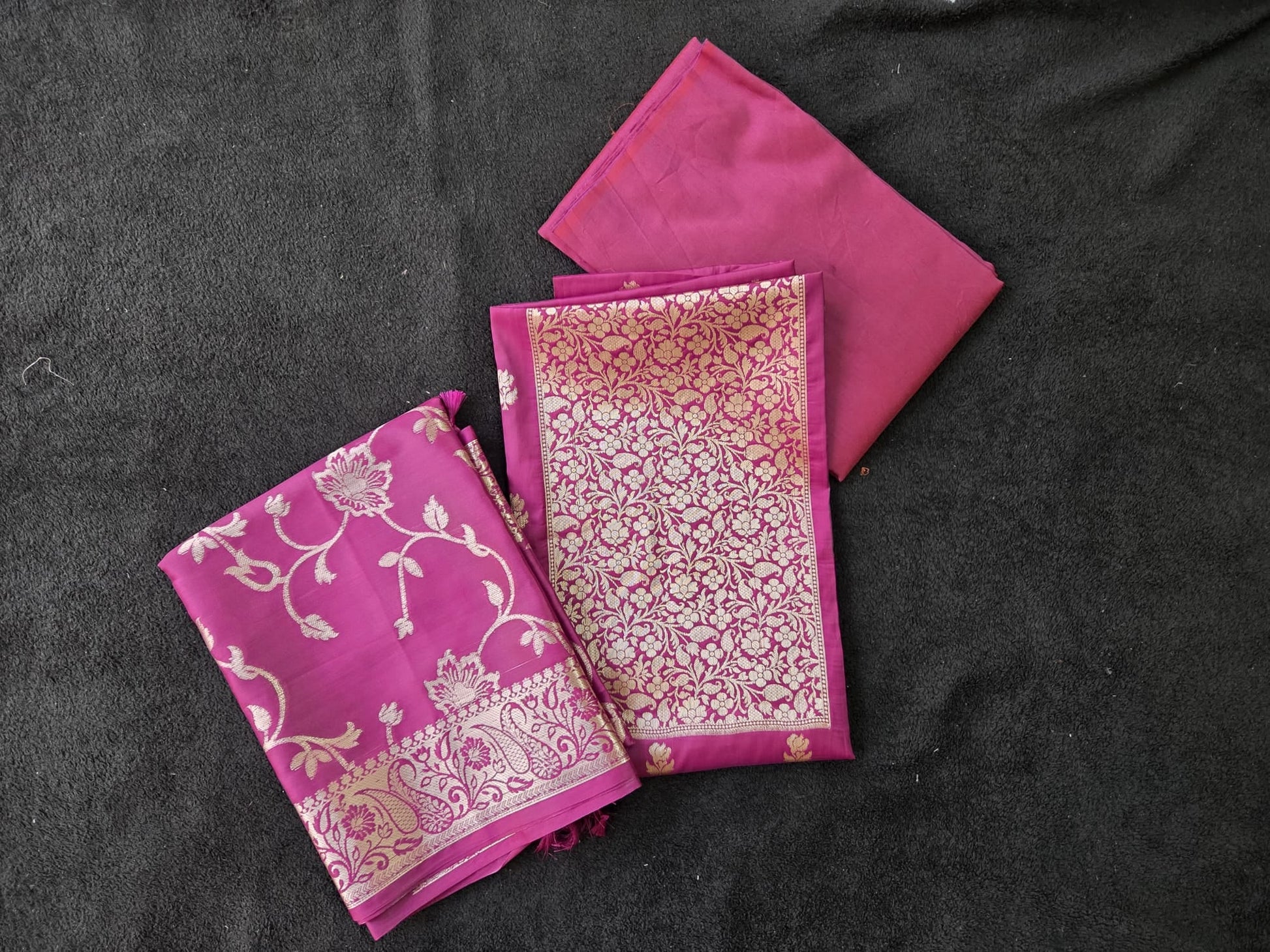 Semi Silk Banarasi Dress Material with Gold Zari Weaving - VSL Collections