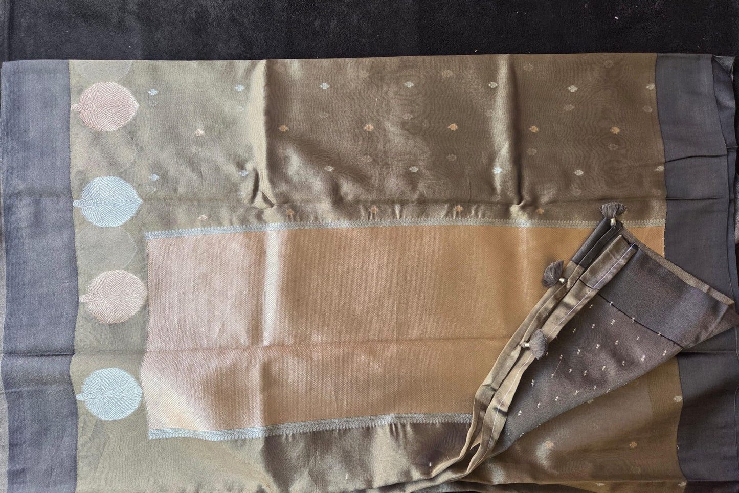 Tissue Silk Saree with Gold Zari Border - VSL Collections