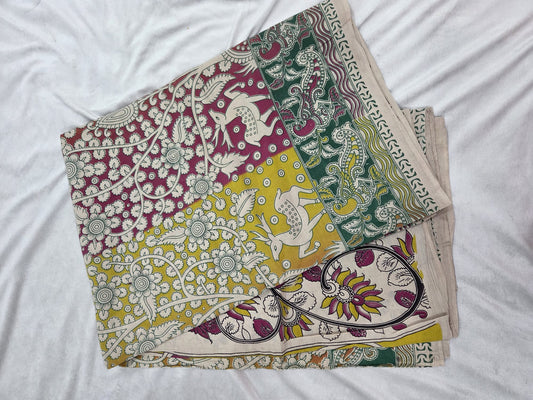 Kalamkari Cotton Saree with Animals Motif
