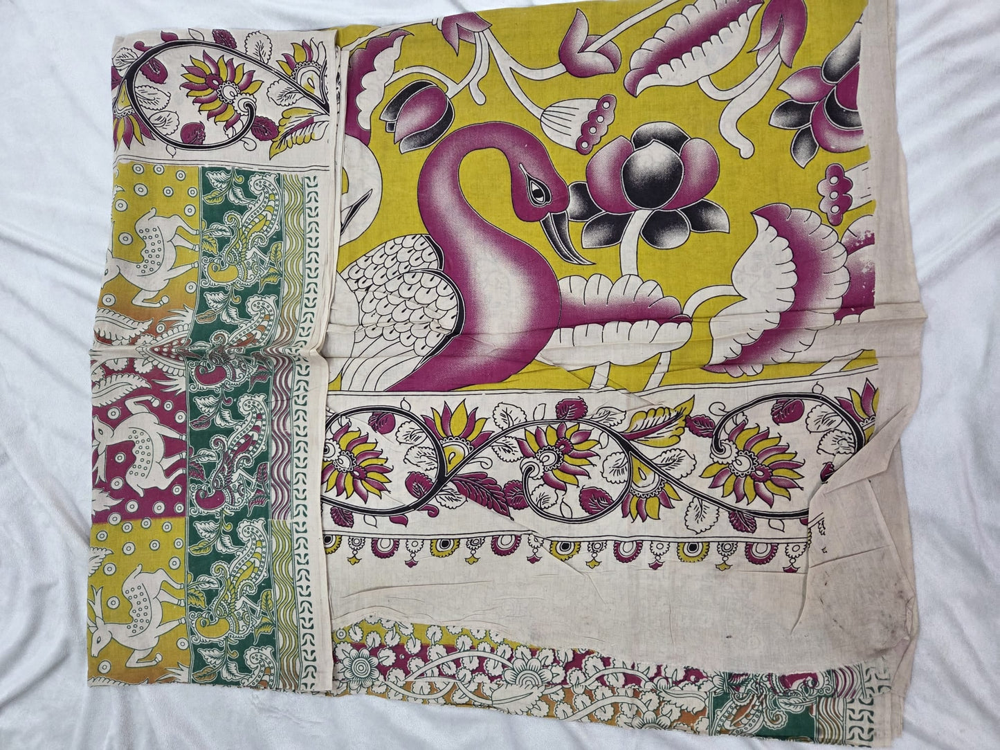 Kalamkari Cotton Saree with Animals Motif